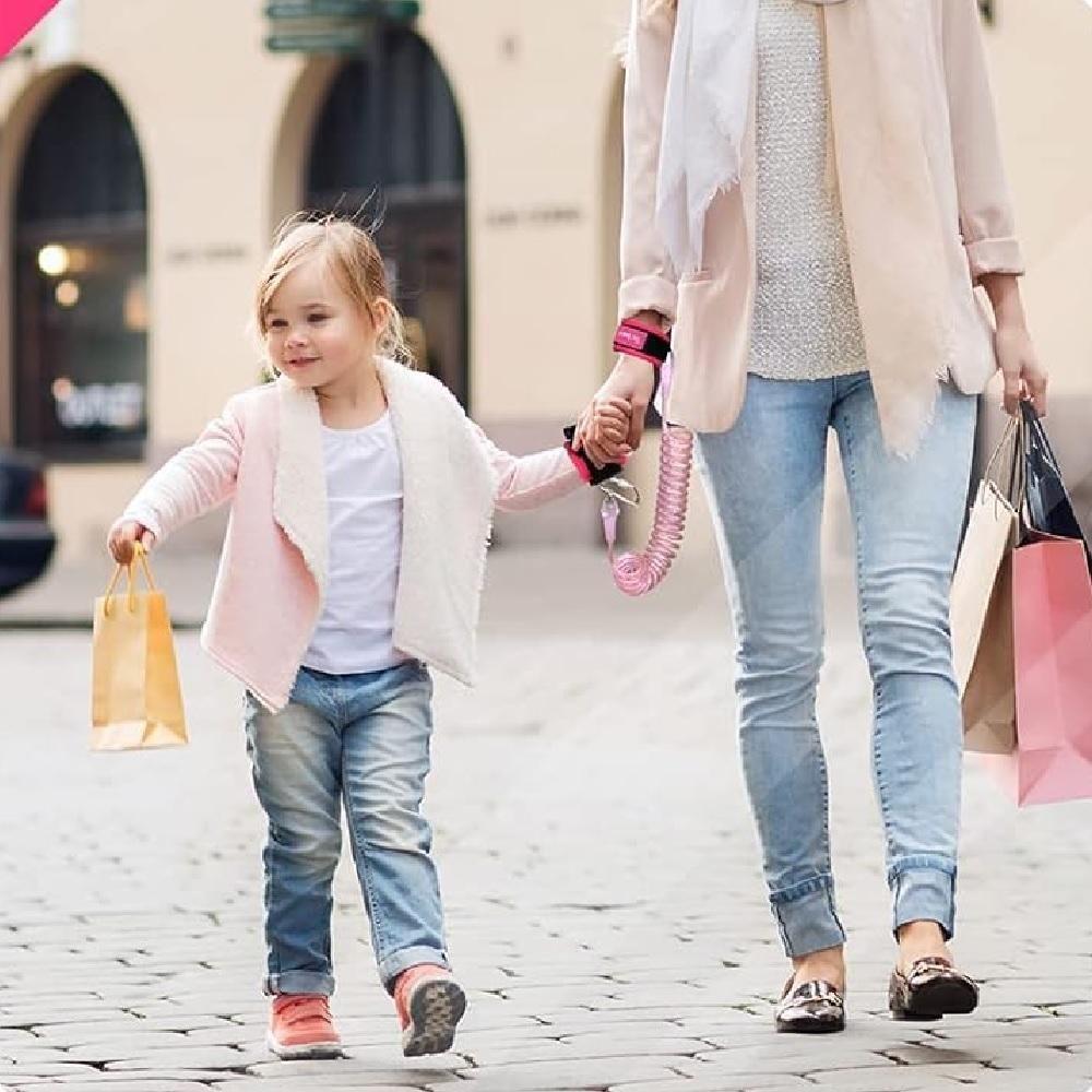 Pulseira Guia Ajustável Infantil Trava De Segurança Controle Criança Passeios Lojas E Parques Rosa - 2