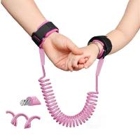 Pulseira Guia Ajustável Infantil Trava De Segurança Controle Criança Passeios Lojas E Parques Rosa - 3