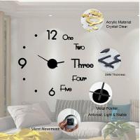 Relógio De Parede 3d 50cm Preto Grande Casa Sala Escritório Decoração Adesivo Luxo