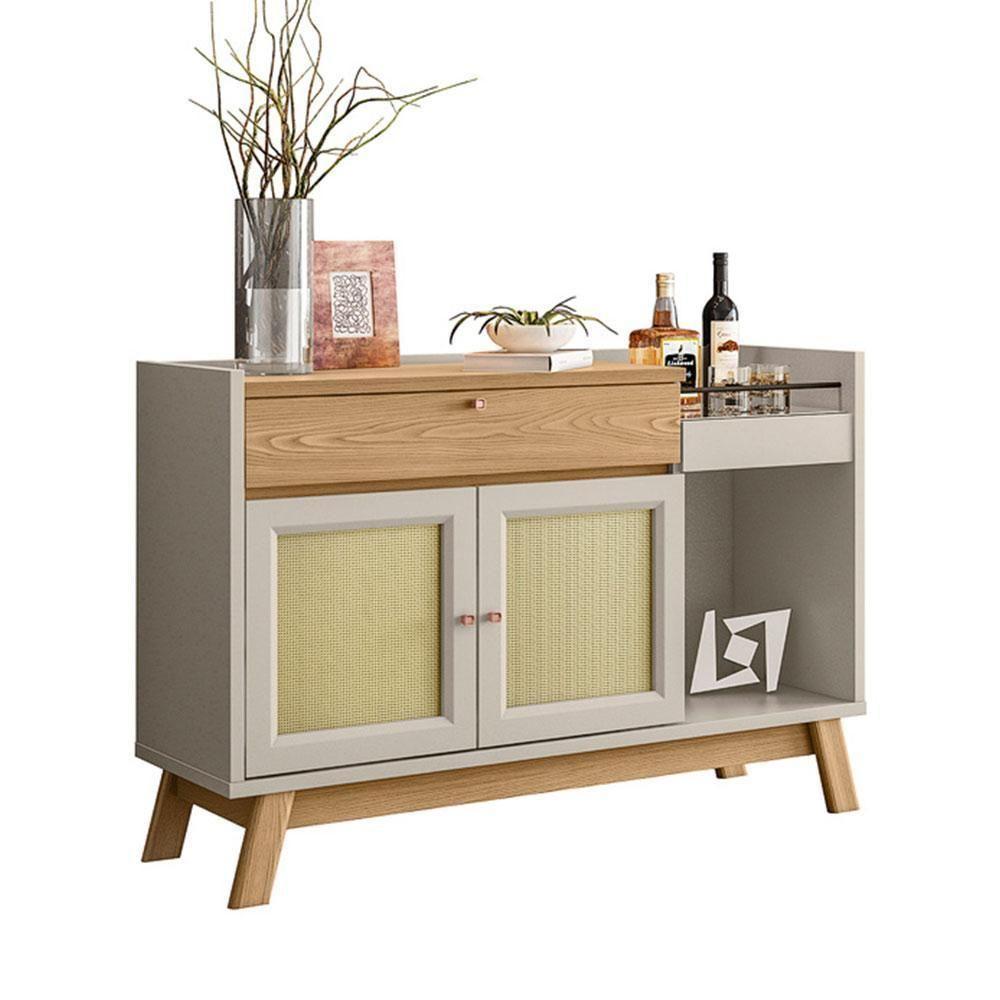 Balcão Aparador Buffet Retrô Bar Classico Carvalho Off White - 4