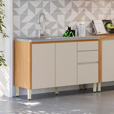 Balcão Para Pia 120 Cm Cozinha Sem Tampo Nature Off White