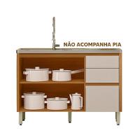 Balcão Para Pia 120 Cm Cozinha Sem Tampo Nature Off White - 3