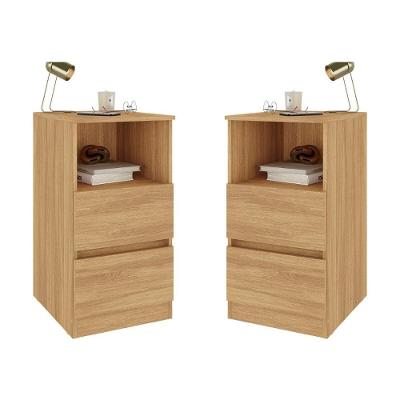 Kit 2 Mesas De Cabeceira 38,5cm 2 Gavetas Multimóveis Mp4501 Madeirado