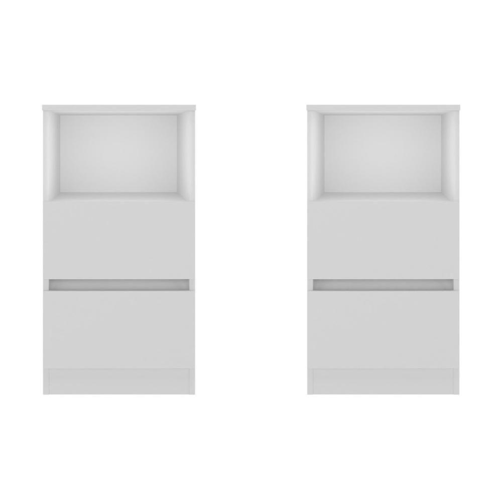 Kit 2 Mesas De Cabeceira 38,5cm 2 Gavetas Multimóveis Mp4501 Branco - 5