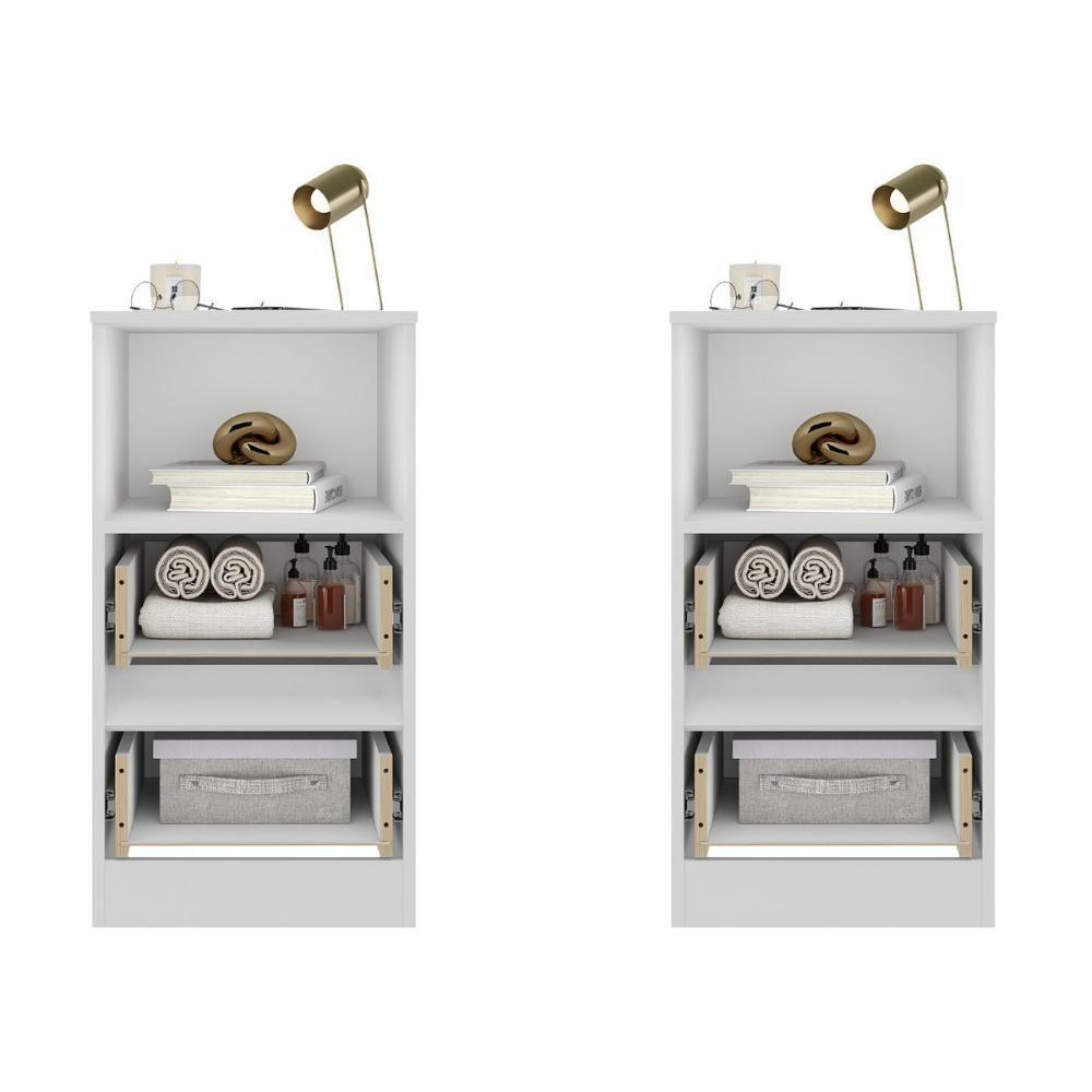 Kit 2 Mesas De Cabeceira 38,5cm 2 Gavetas Multimóveis Mp4501 Branco - 7