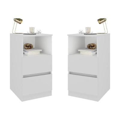 Kit 2 Mesas De Cabeceira 38,5cm 2 Gavetas Multimóveis Mp4501 Branco