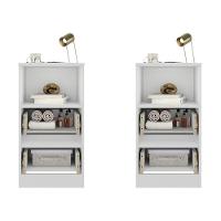 Kit 2 Mesas De Cabeceira 38,5cm 2 Gavetas Multimóveis Mp4501 Branco - 7