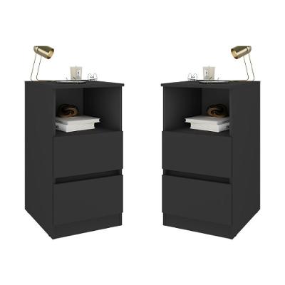 Kit 2 Mesas De Cabeceira 38,5cm 2 Gavetas Multimóveis Mp4501 Preto