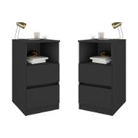 Kit 2 Mesas De Cabeceira 38,5cm 2 Gavetas Multimóveis Mp4501 Preto - 1