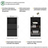 Kit 2 Mesas De Cabeceira 38,5cm 2 Gavetas Multimóveis Mp4501 Preto - 3