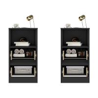 Kit 2 Mesas De Cabeceira 38,5cm 2 Gavetas Multimóveis Mp4501 Preto - 5