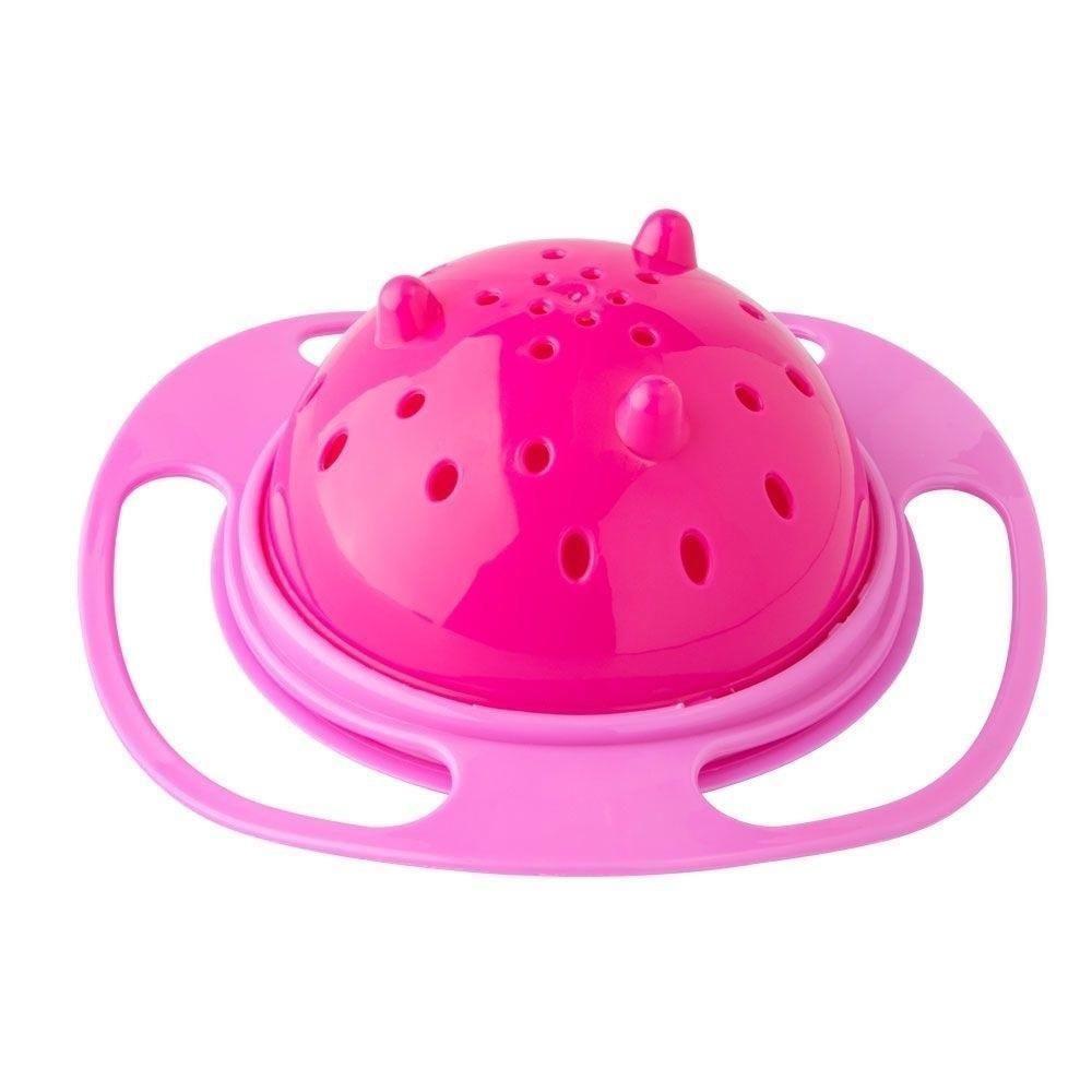 Comedouro Portátil Giratório Para Animais Domésticos Prato Anti Bagunça Tigela Pet Cachorro Gato Rosa - 2