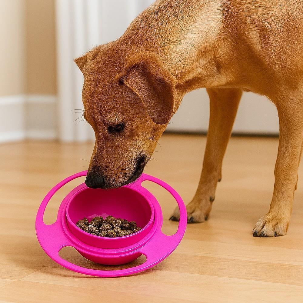 Comedouro Portátil Giratório Para Animais Domésticos Prato Anti Bagunça Tigela Pet Cachorro Gato Rosa - 4