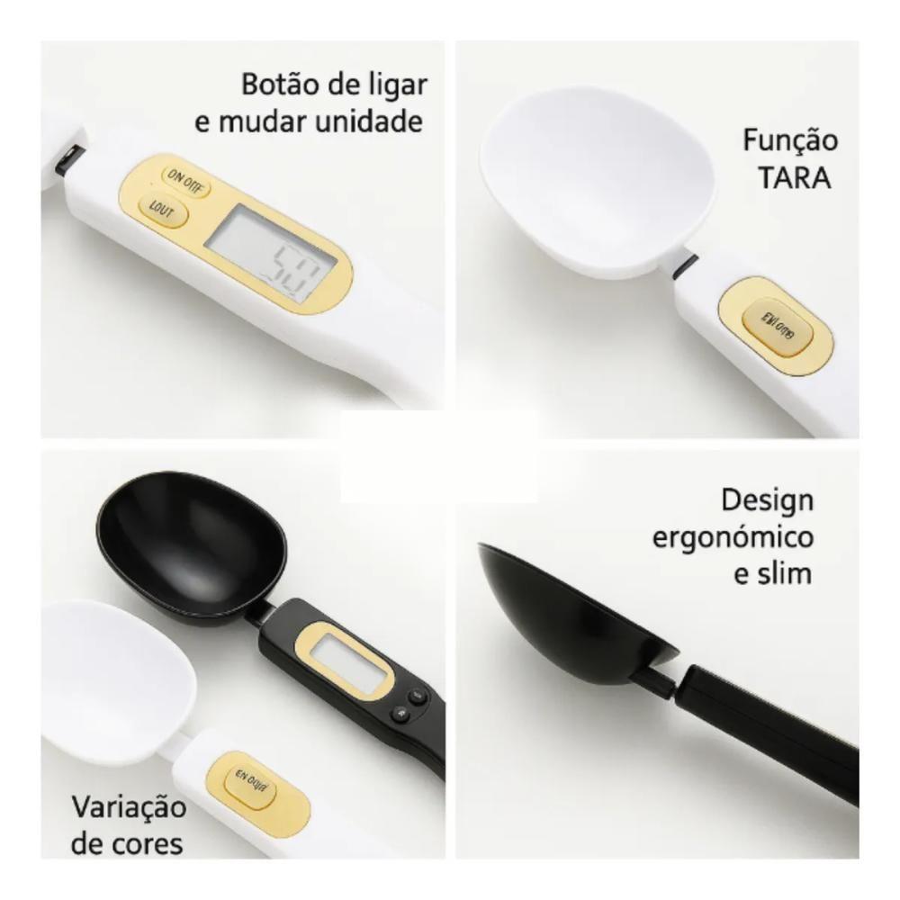 Colher Balança Dosadora Multifuncional Medidor Automático Alimentos 500gr Lcd Dieta Precisão 500 Gramas Eletrônico - 2