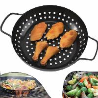 Panela Churrasqueira Fritadeira Grelha Antiaderente Cesto Churrasco Legumes Camarão Peixe Grelhado Com Alça Preta