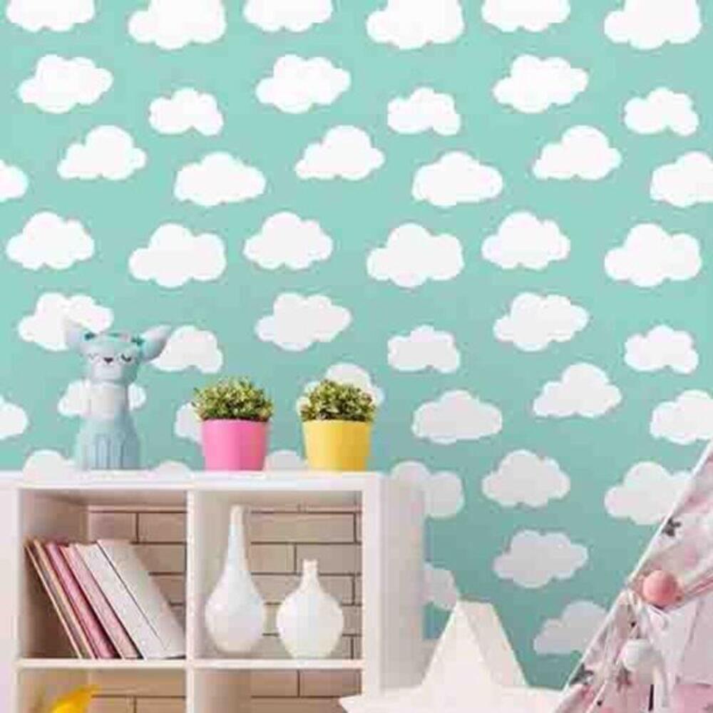 Papel De Parede Infantil 3d Céu Estrelas Verde Escola Quarto Bebê Criança Escritório Decoração Rolo 5 Metros - 7