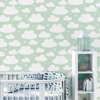 Papel De Parede Infantil 3d Céu Estrelas Verde Escola Quarto Bebê Criança Escritório Decoração Rolo 5 Metros - 5