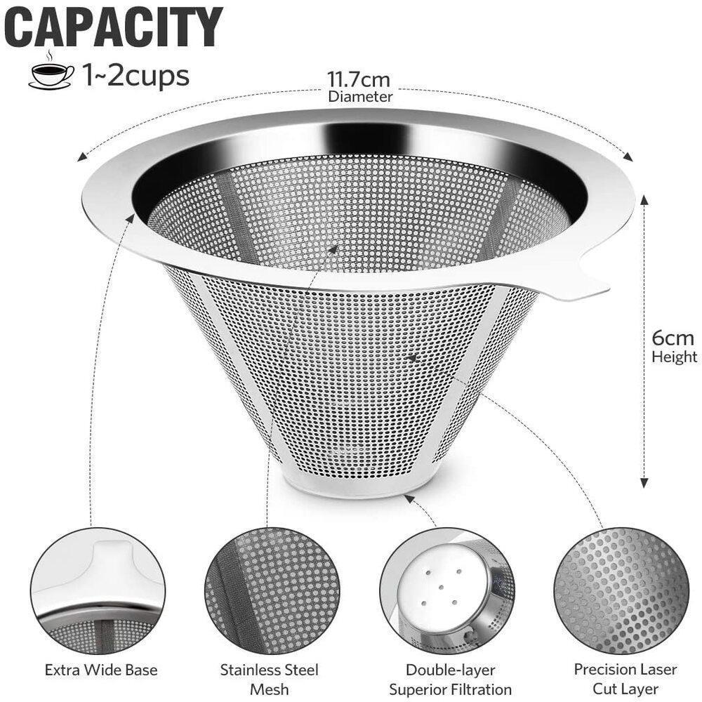 Coador Inox Filtro De Café Chá Sem Papel Peneira Mini Reutilizável Luxo - 5