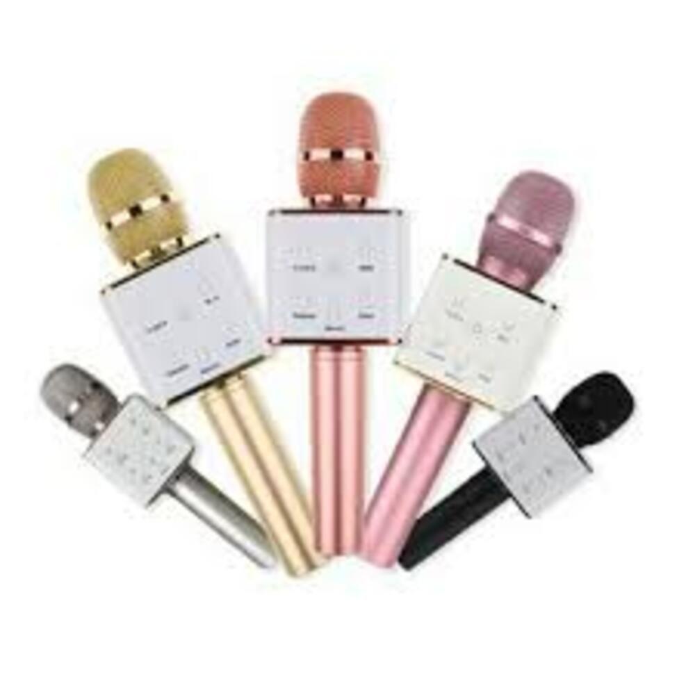 Microfone Bluetooth Karaokê The Voice Portátil Sem Fio Caixa Som Alto Falante Musical Crianças Youtuber Dourado - 2