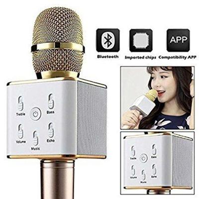 Microfone Bluetooth Karaokê The Voice Portátil Sem Fio Caixa Som Alto Falante Musical Crianças Youtuber Dourado
