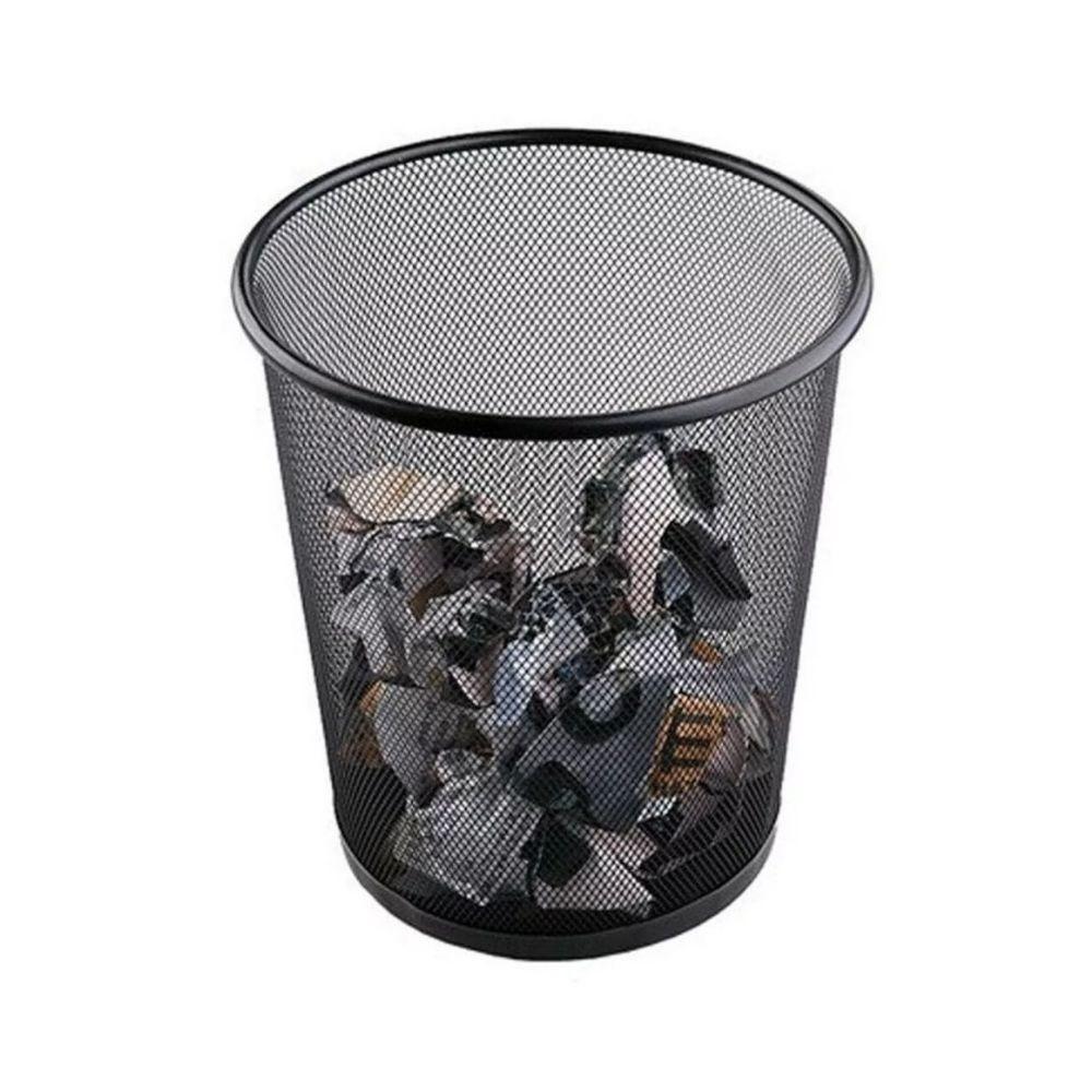Lixeira Escritório Cesto Redondo Metal Aramado Grande 12 Litros Telado Casa Quarto Multiuso Preto - 2