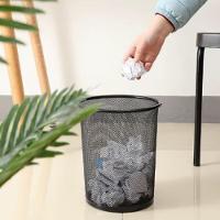 Lixeira Escritório Cesto Redondo Metal Aramado Grande 12 Litros Telado Casa Quarto Multiuso Preto - 3
