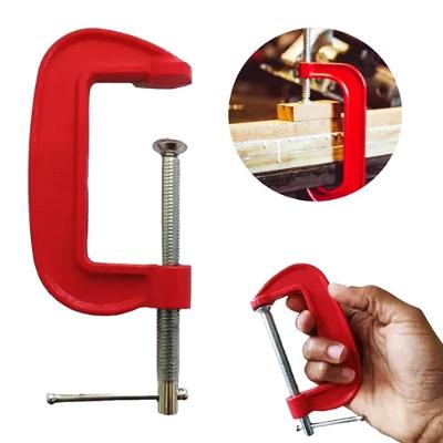 Kit Grampos Marceneiro Tipo C Sargento 3 Peças Jogo Completo Profissional Bancada Mesa Presilha Ferro Fundido Carpintaria