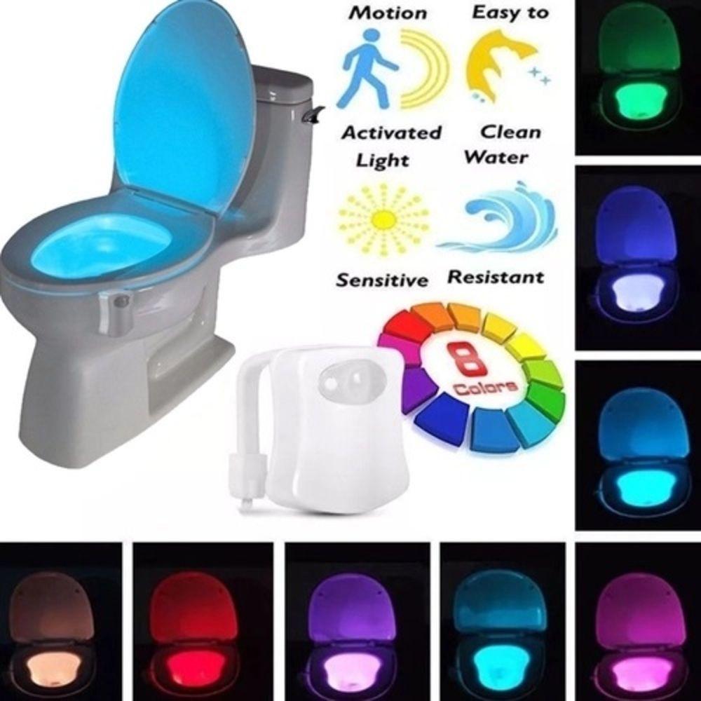 Luminária Com Sensor De Presença Para Vaso Sanitário Luz Movimento Privada Criança Led 8 Cores Noturna Banheiro - 2