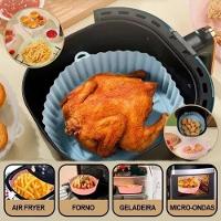 Forma Air Fryer Silicone Antiaderente Reutilizável Assadeira Forro Forno Microondas Redonda Multiuso - 6