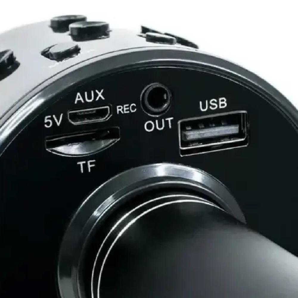 Microfone Sem Fio Bluetooth Karaokê The Voice Portátil Caixa Som Recarregável Alto Falante Musical Adulto Preto - 4
