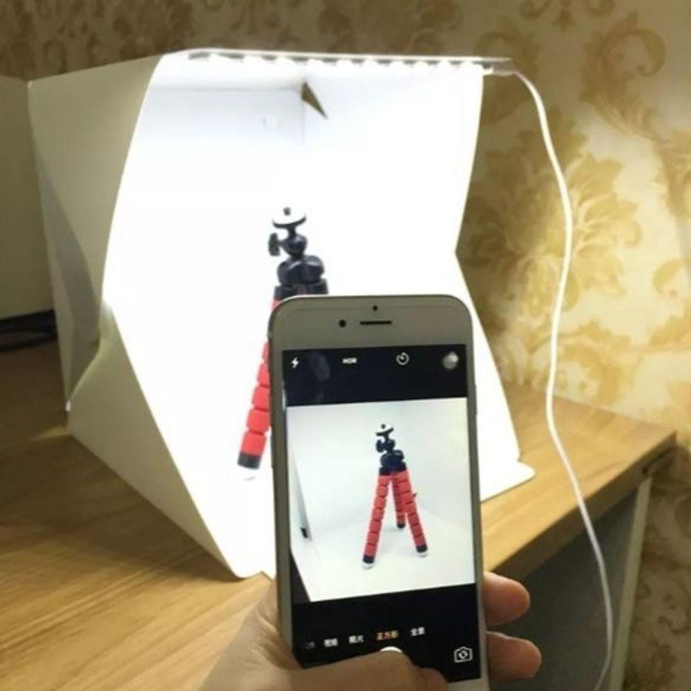 Mini Estúdio Fotográfico Led Portátil Cabine Fotografia Ecommerce Iluminação 2 Fundos Box Completo Tenda Fotográfica Usb - 4