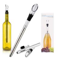 Kit Bastão Resfriador De Vinho E Bico Dosador Aerador Para Garrafa Decantador Em Inox Luxo - 2