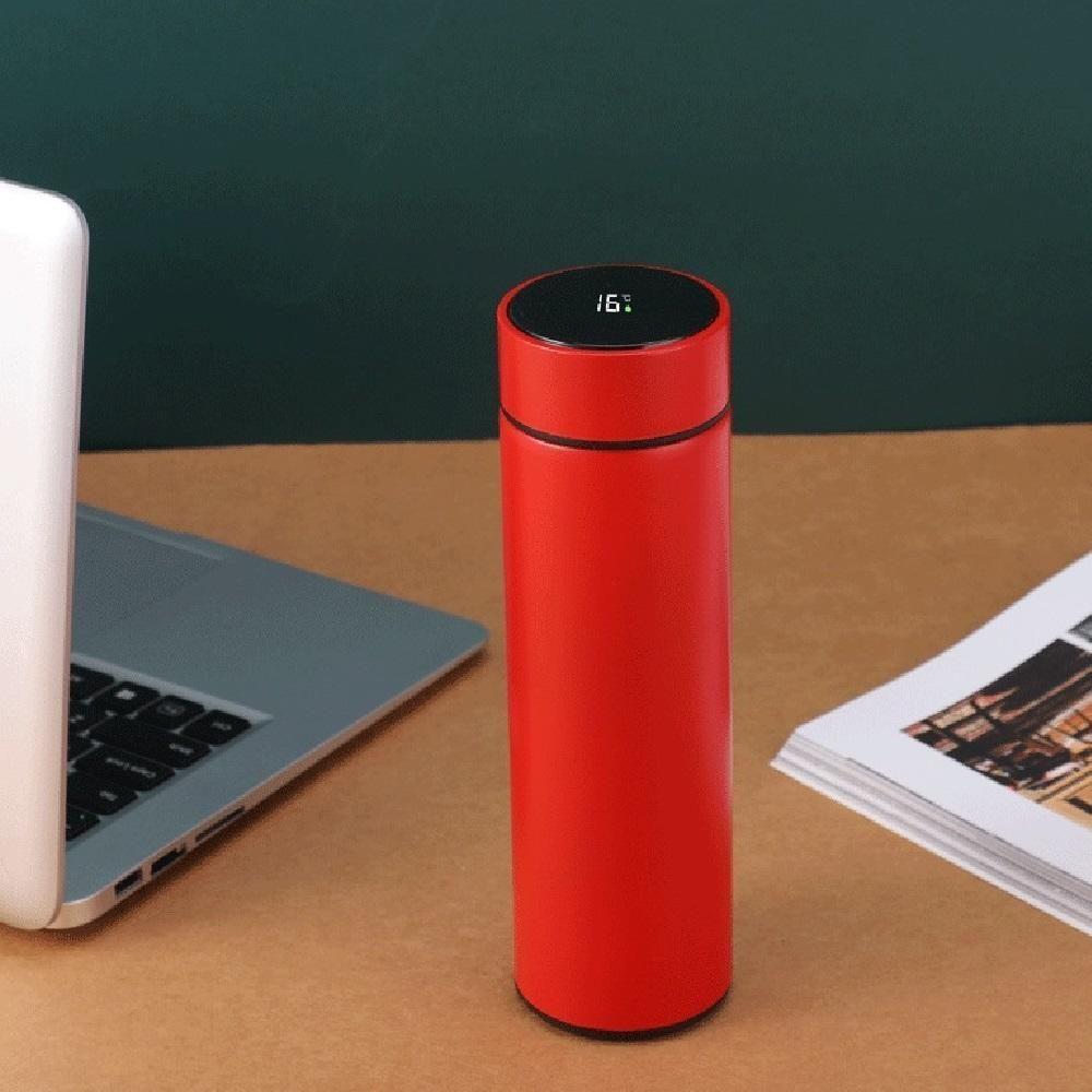 Garrafa Térmica Inox 480ml Com Display Lcd Termômetro Copo Térmico Medidor De Temperatura Vermelho Luxo - 6