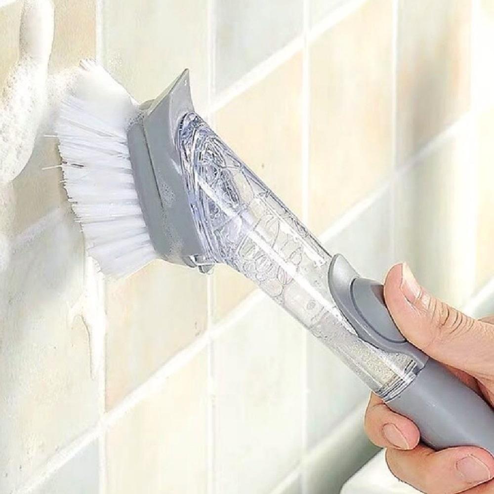 Escova De Limpeza Lava Louça Automática Dispenser Detergente 4 Em 1 Multifuncional Raspa Esponja Grelha Churrasqueira Banheiro - 8