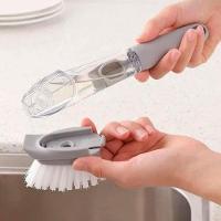 Escova De Limpeza Lava Louça Automática Dispenser Detergente 4 Em 1 Multifuncional Raspa Esponja Grelha Churrasqueira Banheiro - 9