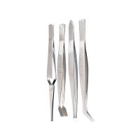 Kit 4 Pinças Precisão Inox Ponta Fina Curva Reta Eletrônica Bijuteria Artes Artesanato Relojoeiro Ourives Costura Profissional - 6