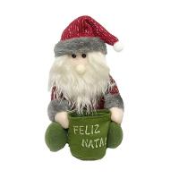 Papai Noel Sentado Decorativo Natal Pelúcia Saco Feliz Natal Vinho E Verde 20cm - 5