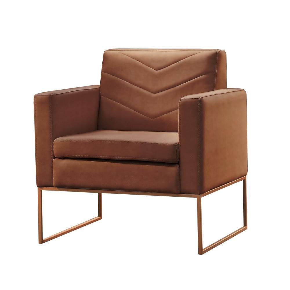 Conjunto - 2 Poltronas Apolo Luxo Base Bronze Castellar Corino Caramelo - 4