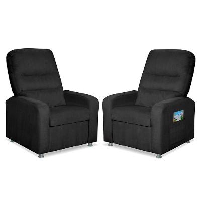 Kit 02 Poltronas Decorativas Do Papai Reclinável Confortável Suede Preto - Lm Decor