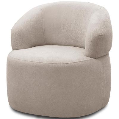 Poltrona Giratória Sala De Estar Living Orgânico Carmen F04 Veludo Bege - Lyam Decor