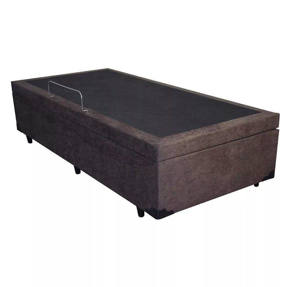 Cama Box Baú Solteiro Extremo Reforçado Xerife Móveis Suede Marrom 41x88x188 - 3
