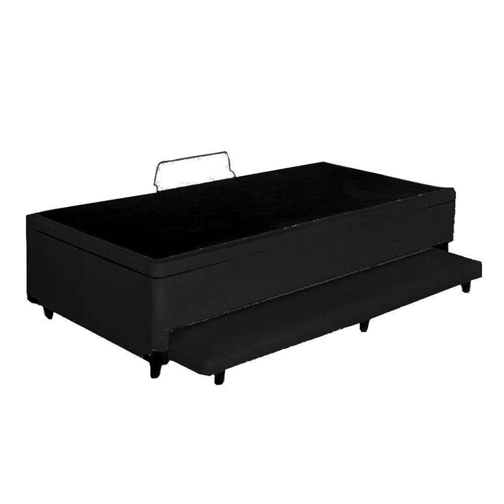Cama Box Baú Auxiliar Solteiro Suede Espuma 8cm 45x88x188 Preto - 2