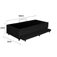 Cama Box Baú Auxiliar Solteiro Suede Espuma 8cm 45x88x188 Preto - 3