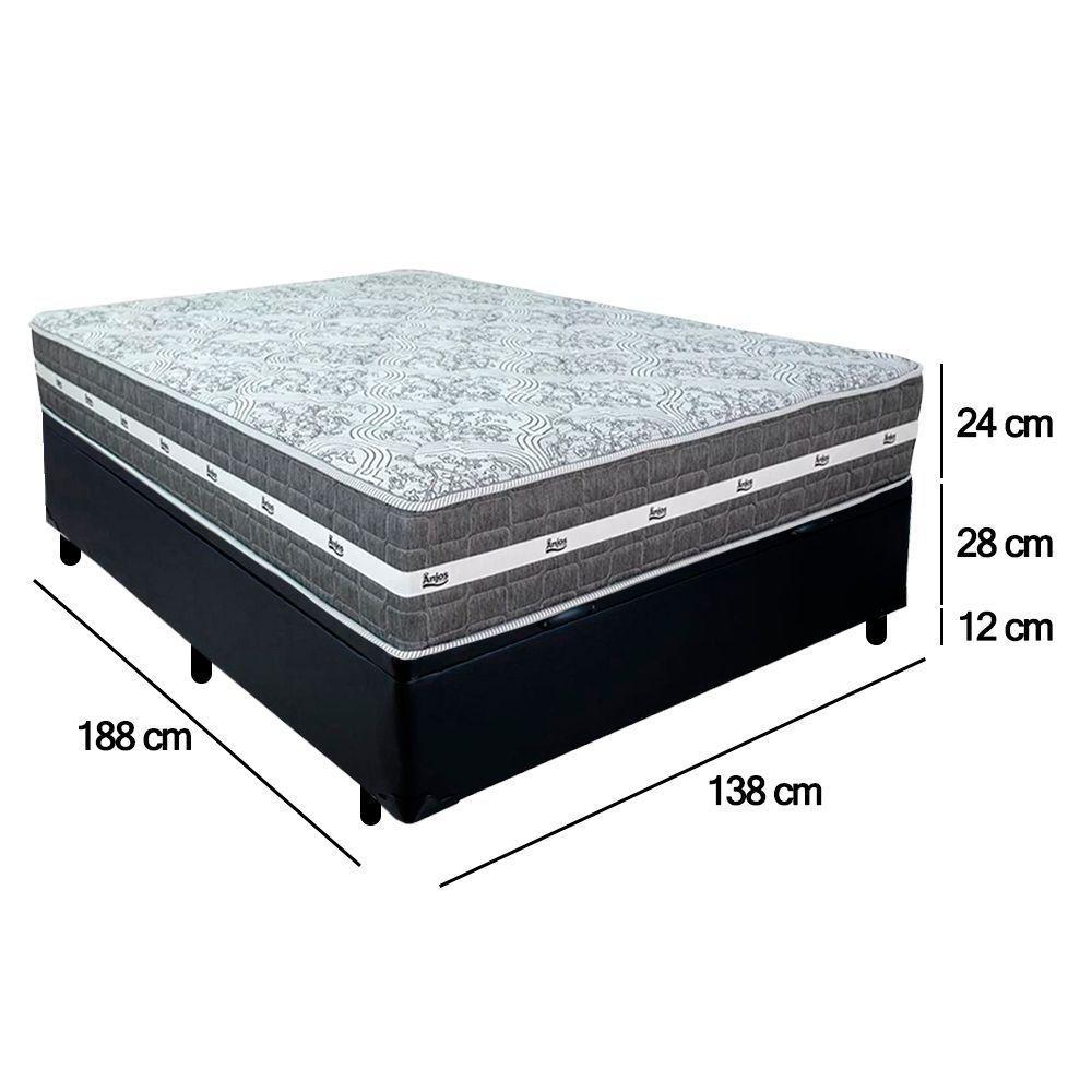 Cama Box Baú Casal Sintético + Colchão Anjos Black Graphite Molas Ensacadas 138x188x64cm Cor:preto - 4