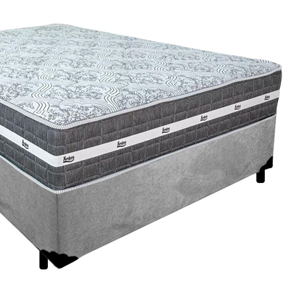 Cama Box Casal Suede + Colchão Anjos Black Graphite Molas Ensacadas 138x188x64cm Cor:cinza - 5