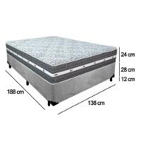 Cama Box Casal Suede + Colchão Anjos Black Graphite Molas Ensacadas 138x188x64cm Cor:cinza - 3