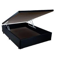 Cama Box Baú Blindado Casal Extremo Reforçado Xerife Móveis Sintético Preto 41x138x188 - 1