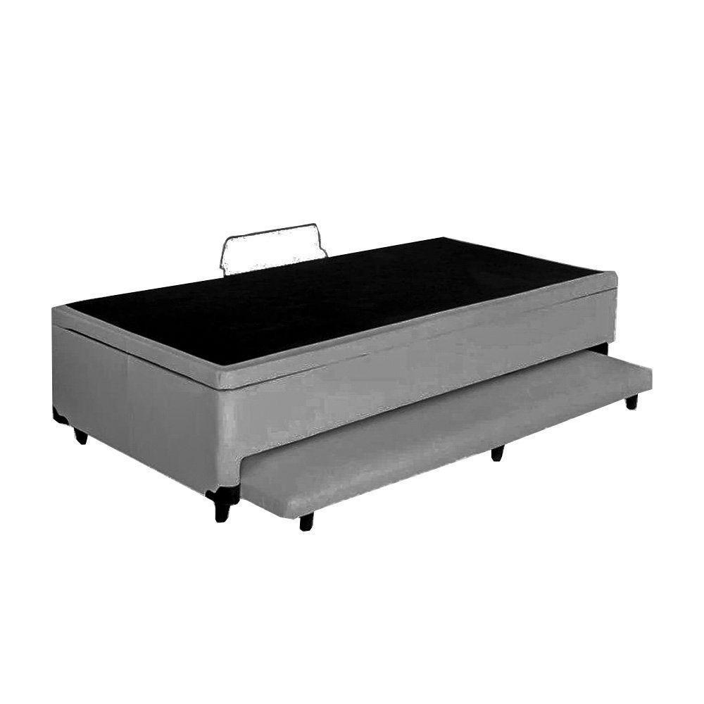 Cama Box Baú Auxiliar Solteiro Suede Espuma 8cm 45x88x188 Cinza - 2