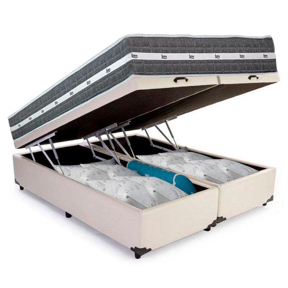 Cama Box Baú Casal Bipartido Sintético + Colchão Anjos Black Graphite Molas Ensacadas 138x188x64cm Cor:branco - 7