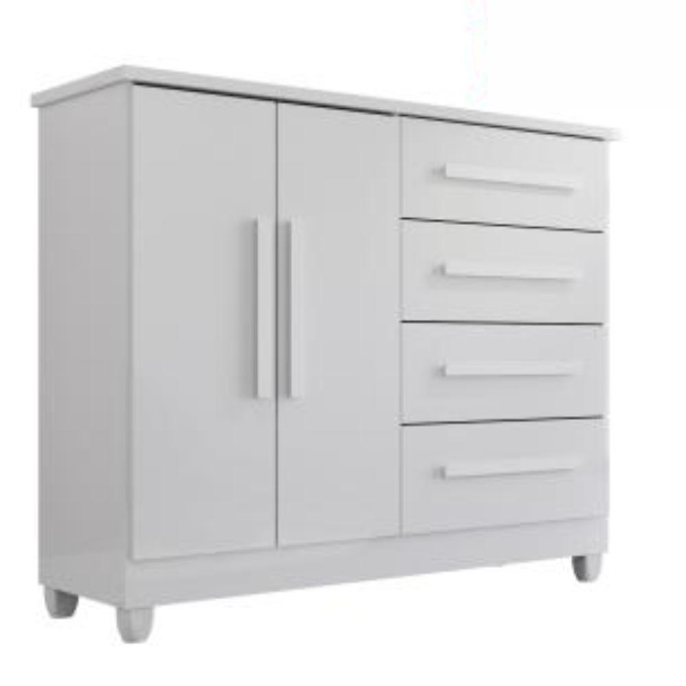 Cômoda 2 Portas 4 Gavetas Madri Plus Com Sapateira - Tudo De Móveis - Branco Branco - 1